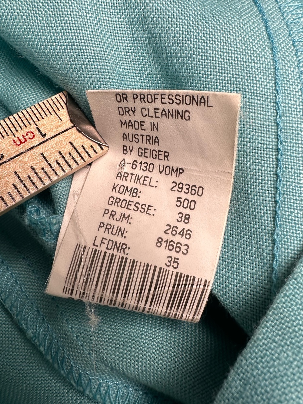 Vintage 90’s Geiger Austria 100% Linen Blue Midi Dress EU 38 US 8 Button Front - Picture 7 of 9